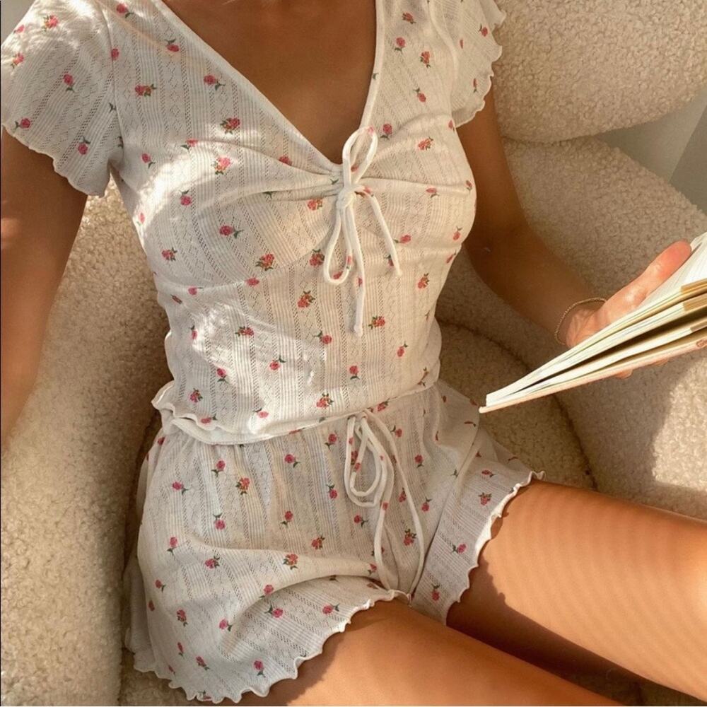 For Love & Lemons Blossom Pointelle Top Size XS